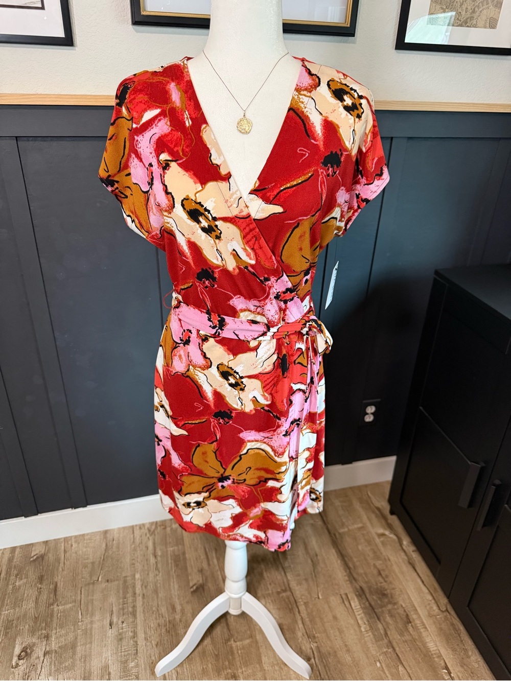 Nine West Floral Abstract Wrap Dress NWT